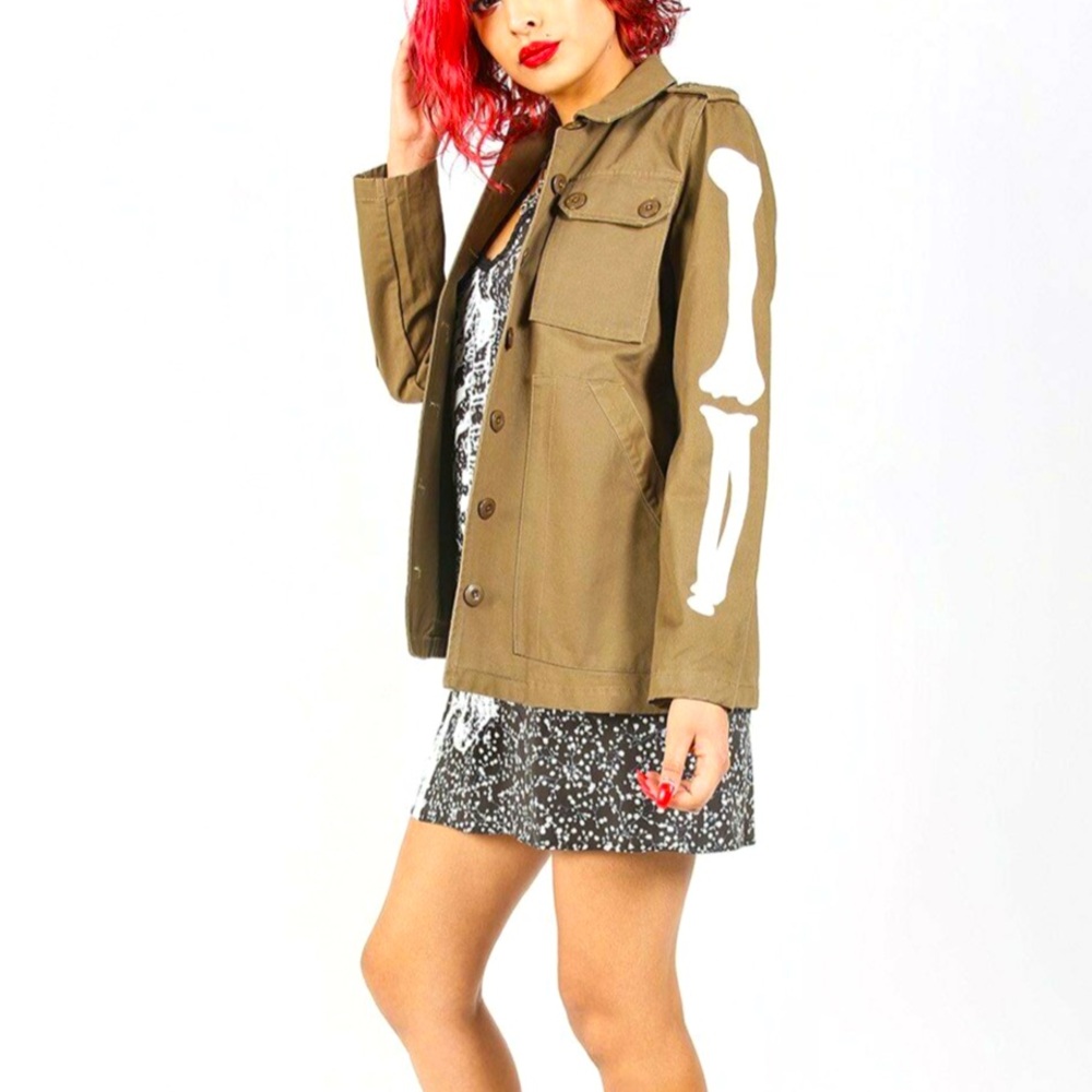 Iron Fist Bone In Military Jacket Women Color Olive Size XL - Picture 5 of 8